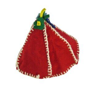Vintage Handmade Childs Felt Beanie Hat Cap Red 27744 Child Children